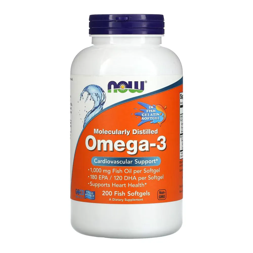 NOW FOODS OMEGA-3 FO 1000MG 180/120 FISH GELATIN  200 SGLS 1648