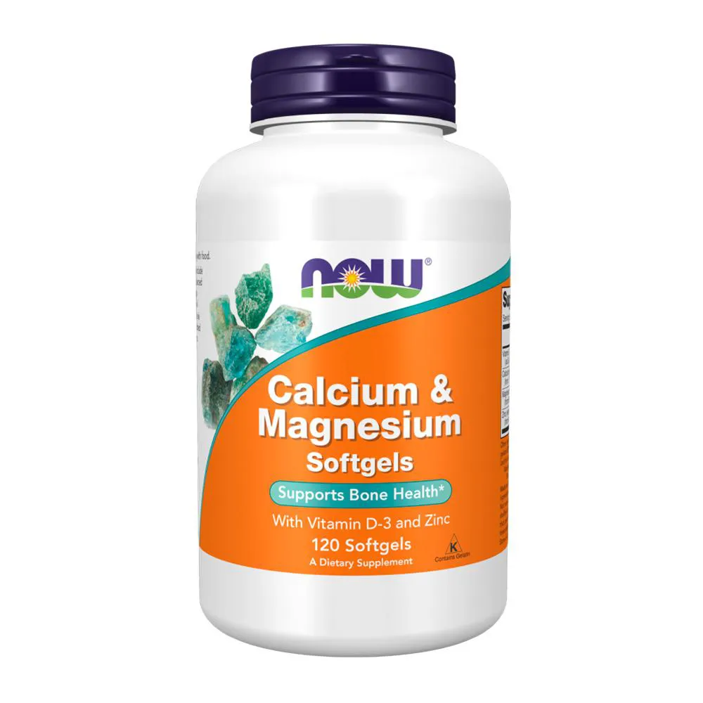 CáLCIO E MAGNéSIO NOW FOODS COM VITAMINA D3 E ZINCO 120SOFT