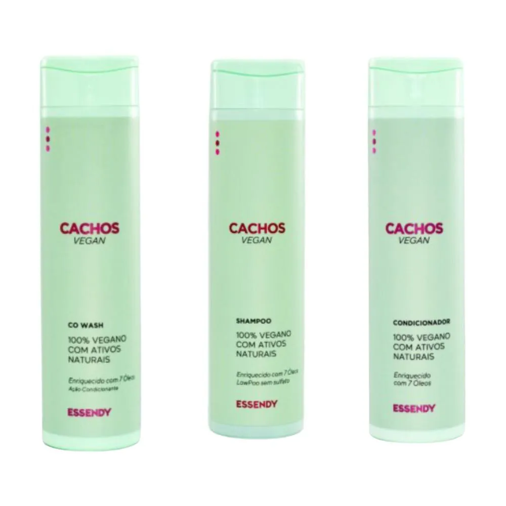 KIT ESSENDY CACHOS VEGAN CO WASH +SHAMPOO + CONDICIONADOR