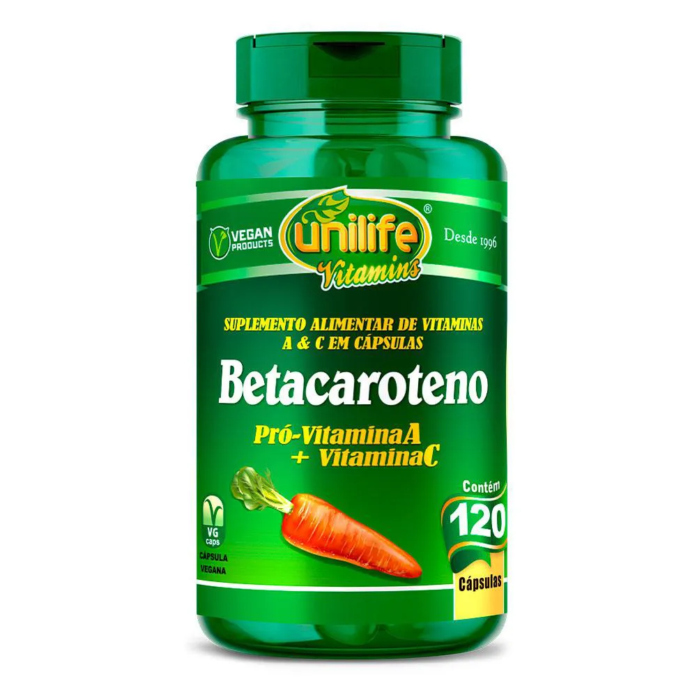 BETA CAROTENO VITAMINA A E C 500MG UNILIFE 120 CáPSULAS