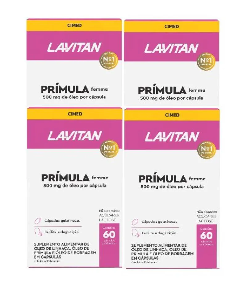 KIT 4X LAVITAN PRíMULA FEMME C/60 CáPSULAS - CIMED