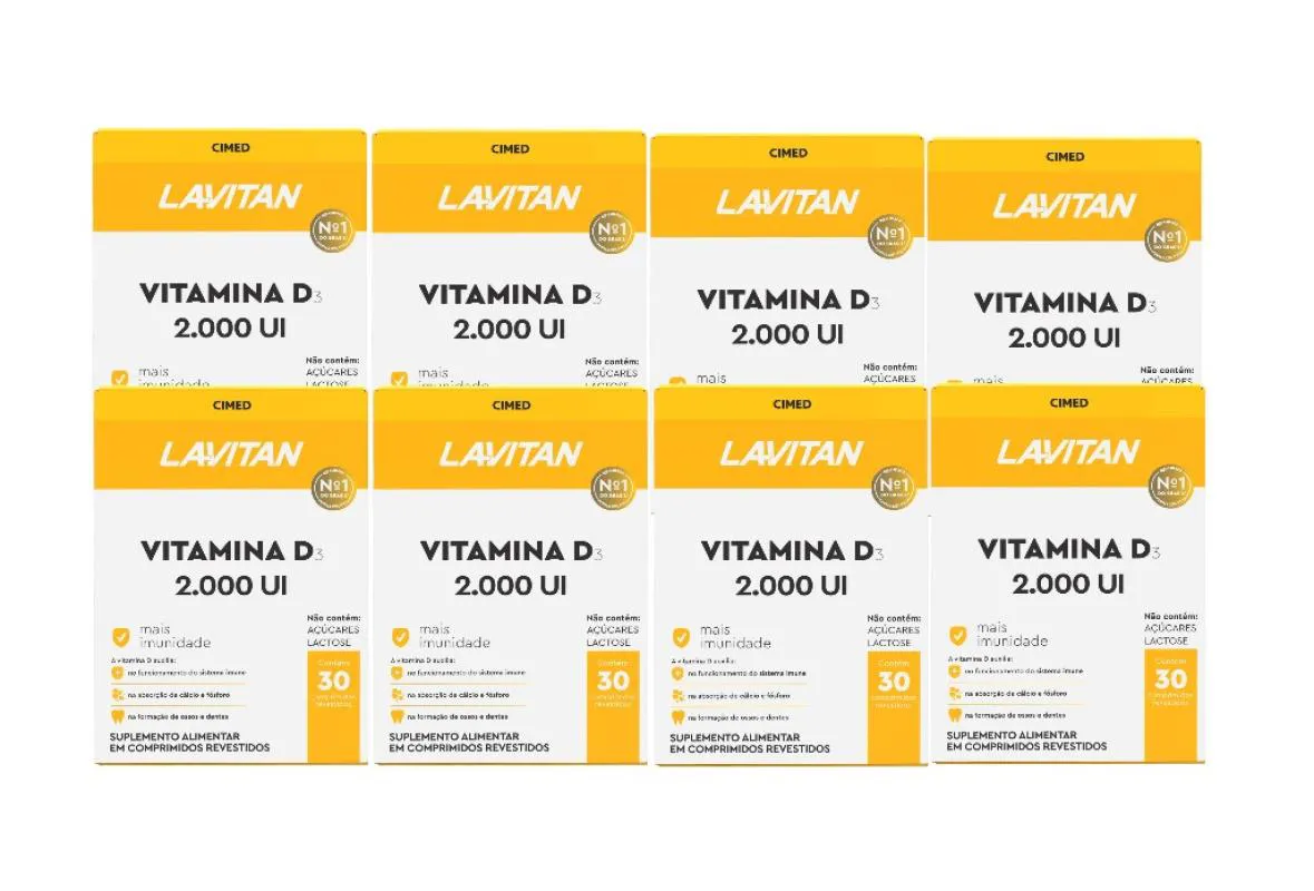 KIT 8X LAVITAN VITAMINA D 2.000UI C/30 COMPRIMIDOS - CIMED