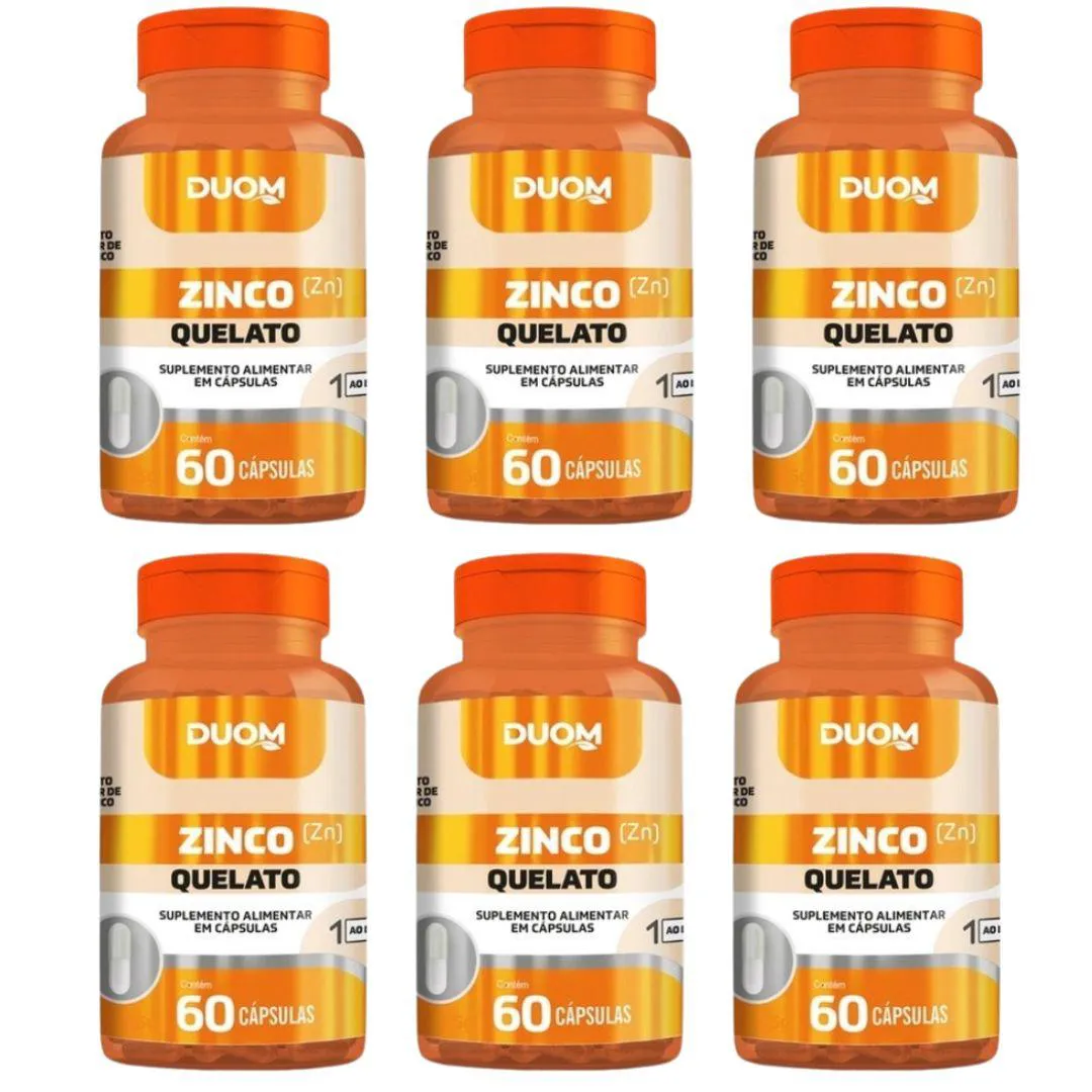 KIT 6UN SUPLEMENTO ALIMENTAR ZINCO QUELATO 60CPS - DUOM