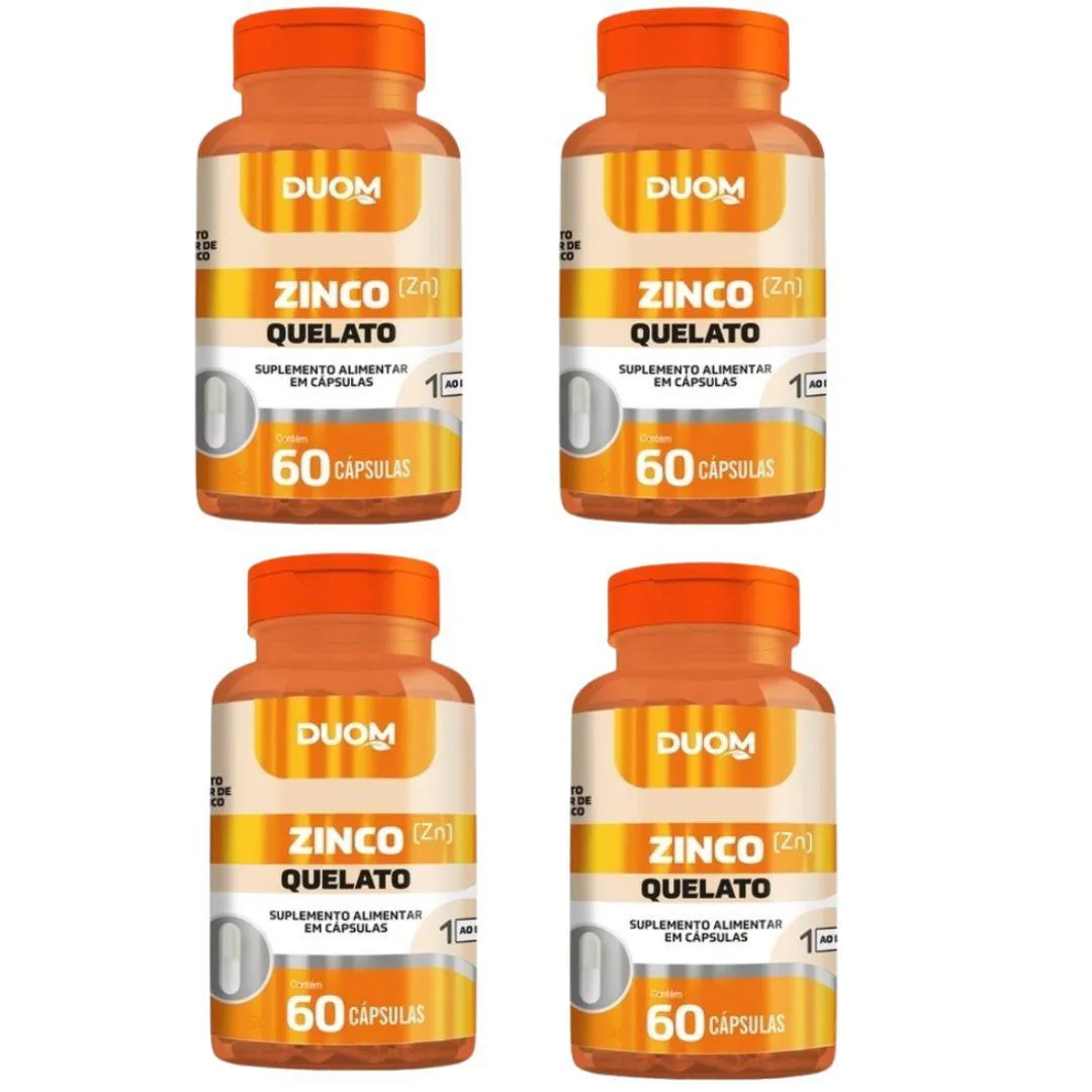 KIT 4UN SUPLEMENTO ALIMENTAR ZINCO QUELATO 60CPS - DUOM