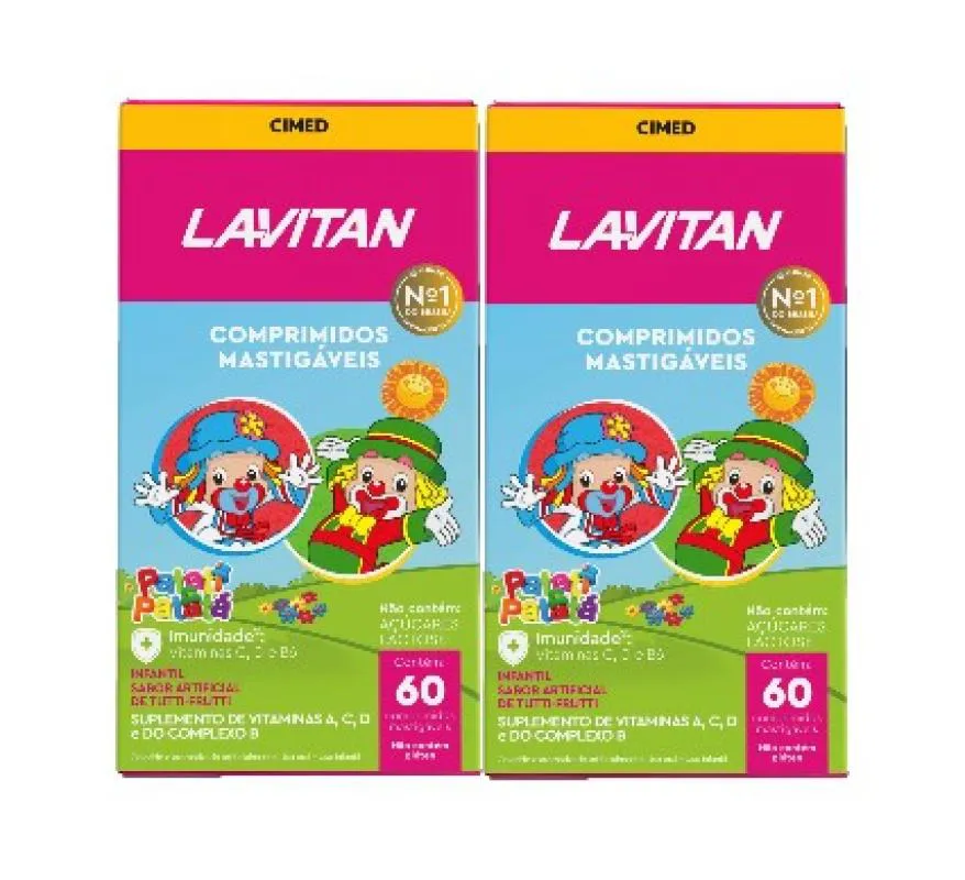 KIT 2X LAVITAN KIDS SABOR TUTTI-FRUTTI COM 60 COMP - CIMED
