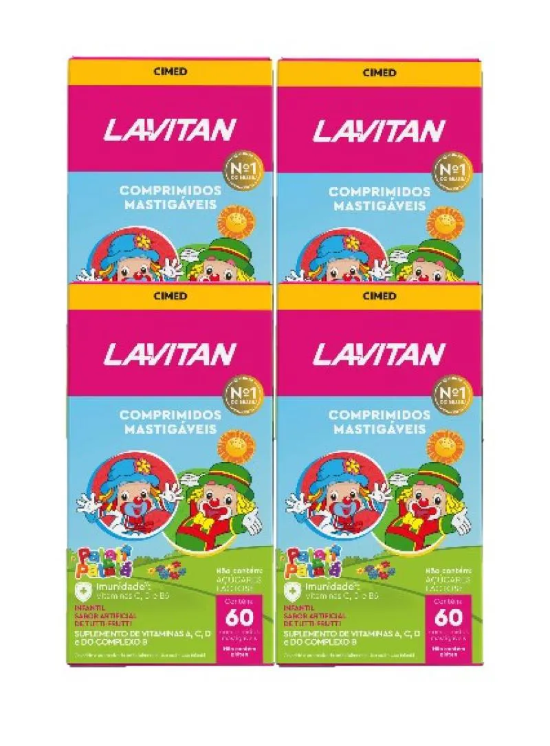 KIT 4X LAVITAN KIDS SABOR TUTTI-FRUTTI COM 60 COMP - CIMED