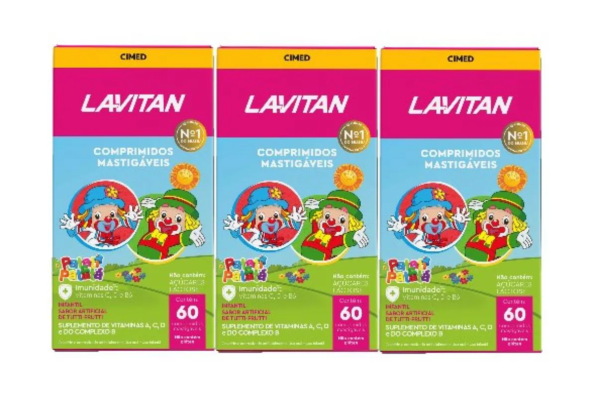KIT 3X LAVITAN KIDS SABOR TUTTI-FRUTTI COM 60 COMP - CIMED