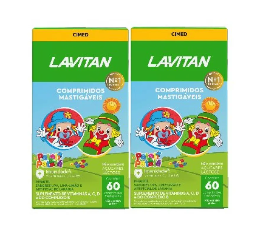 KIT 2X LAVITAN KIDS SABOR FRUTAS COM 60 COMP - CIMED