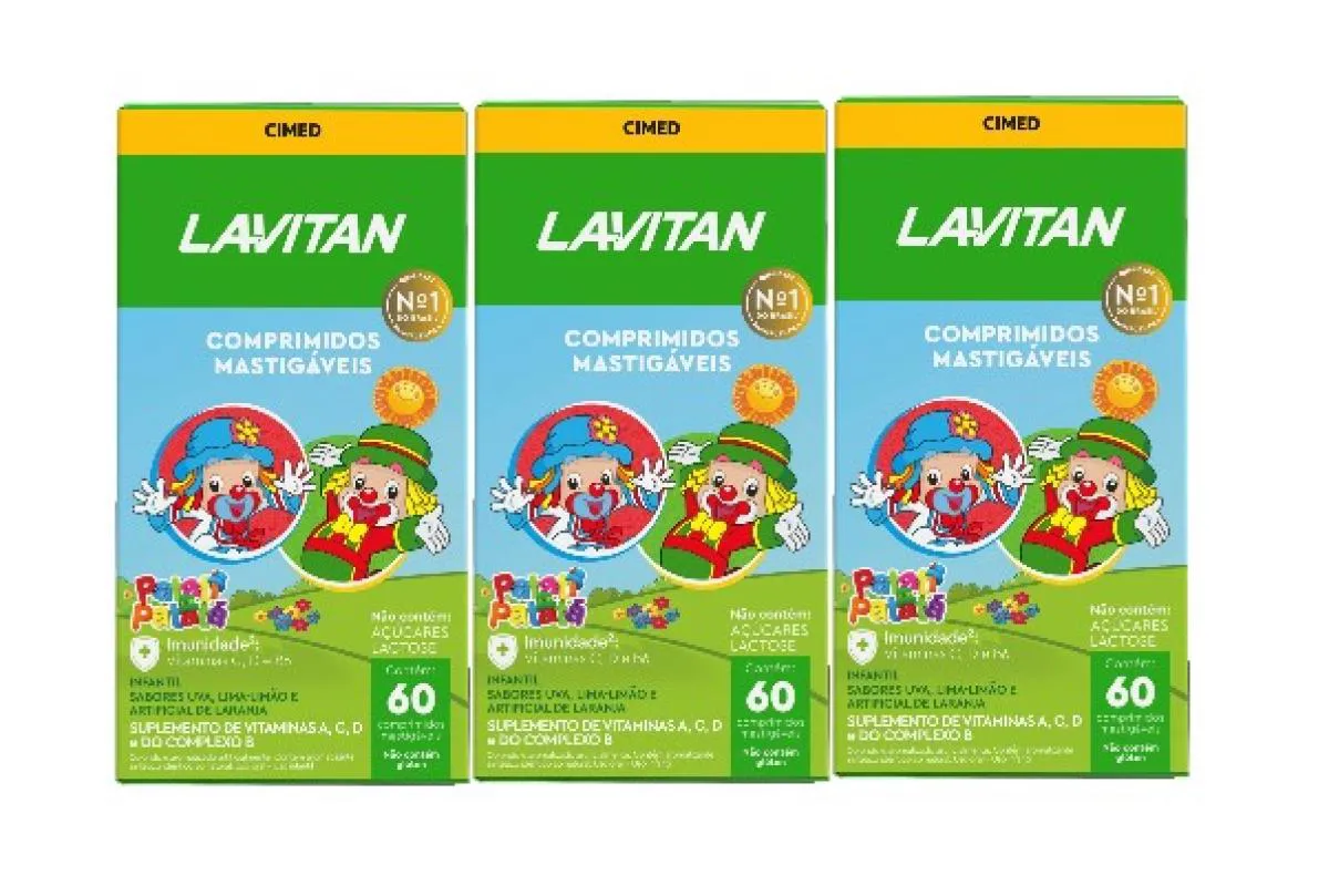 KIT 3X LAVITAN KIDS SABOR FRUTAS COM 60 COMP - CIMED