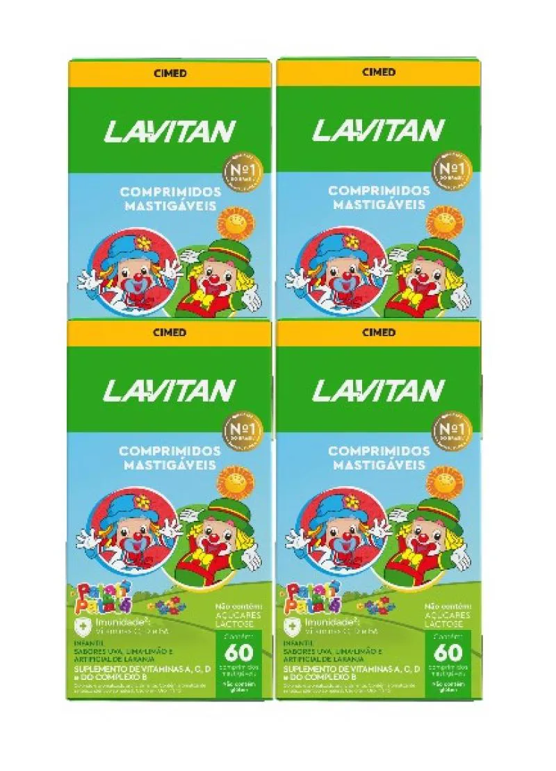 KIT 4X LAVITAN KIDS SABOR FRUTAS COM 60 COMP - CIMED