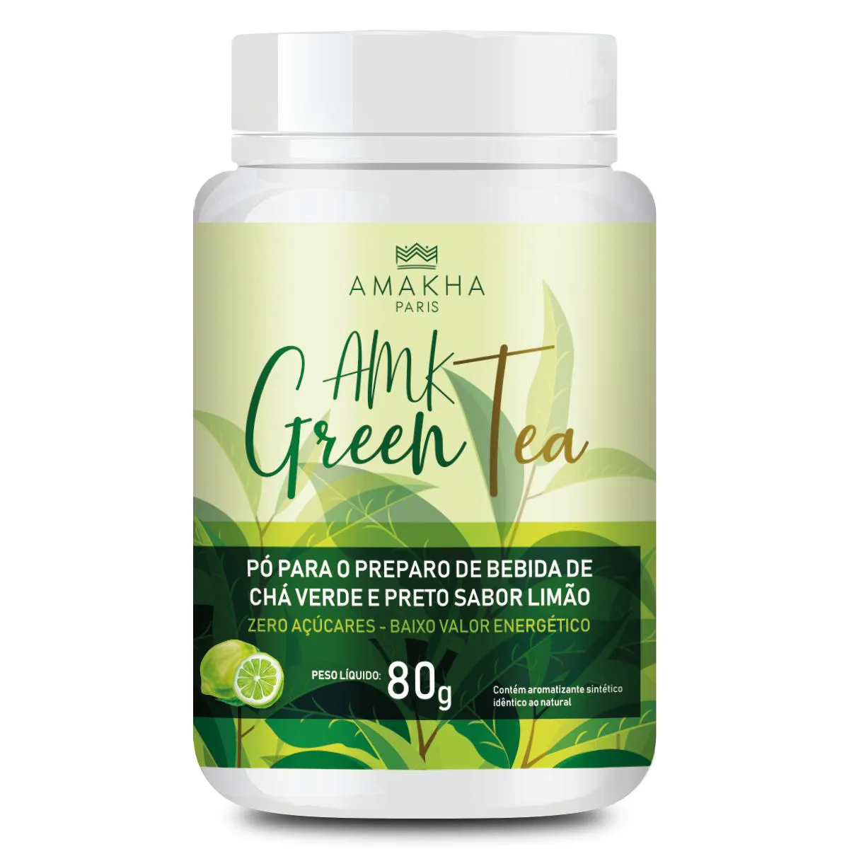 CHá VERDE E PRETO EM Pó SABOR LIMãO GREEN TEA 80G