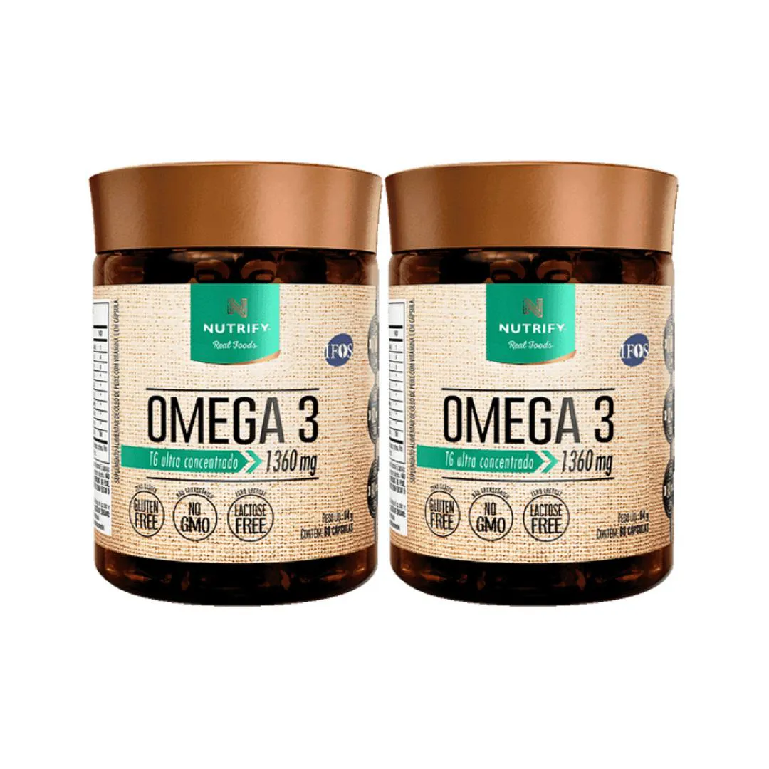 KIT 2X ÔMEGA 3 120 CÁPSULAS 520MG DHA 840MG EPA - NUTRIFY SEM Sabor