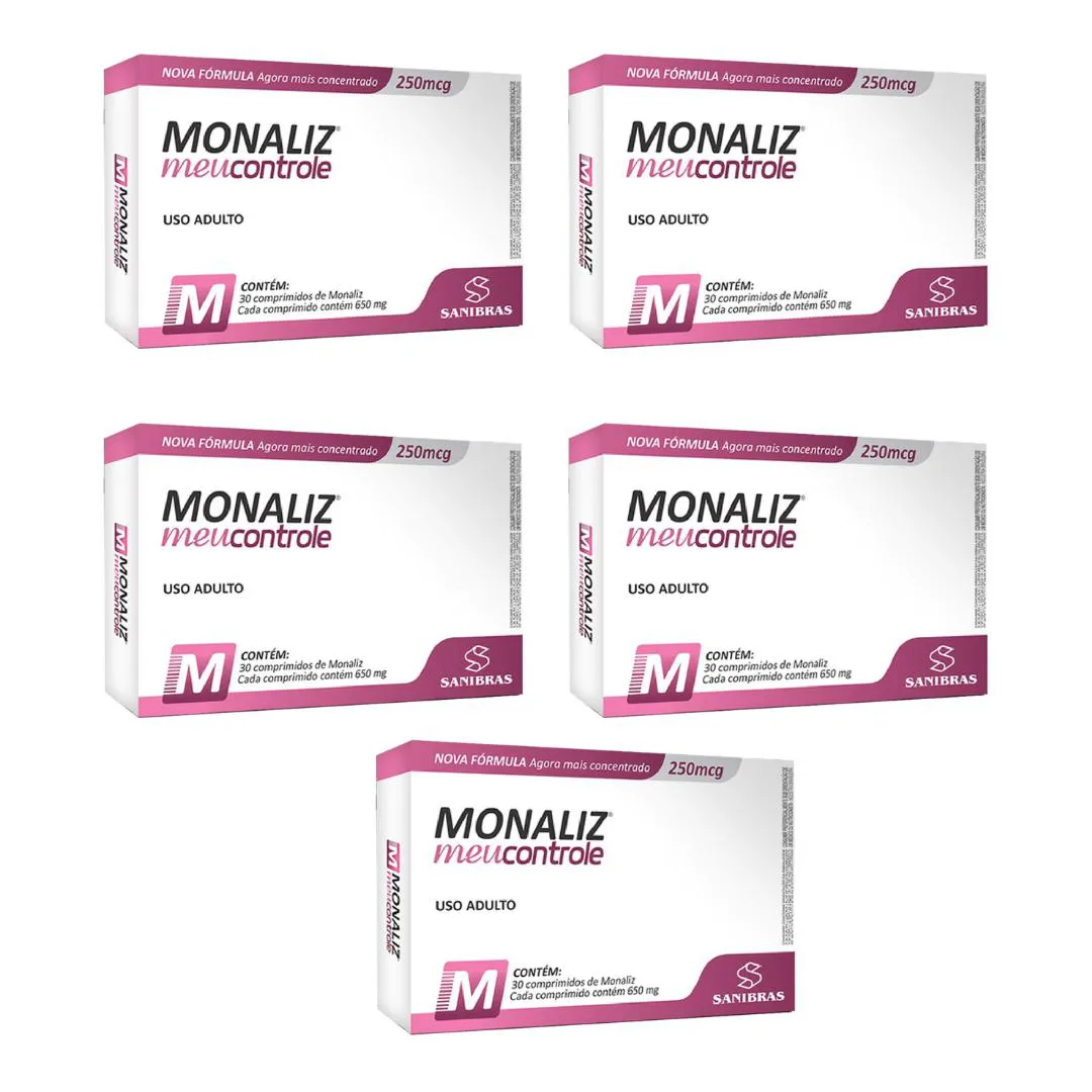 KIT 5X MONALIZ 30 CAPS MEU CONTROLE SANIBRAS - POWER SUPPLEMENTS 30 CÁpsulas SEM Sabor