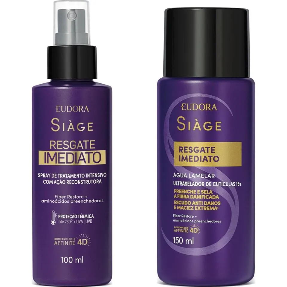 KIT SIAGE RESGATE IMEDIATO LEAVE-IN 100ML ÁGUA LAMELAR 150ML