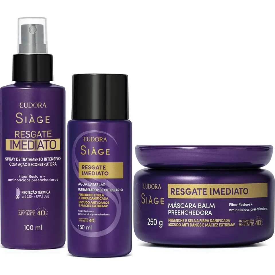 KIT RESGATE IMEDIATO MASC 250 ÁGUA LAMELAR 150ML LEAVE 100ML