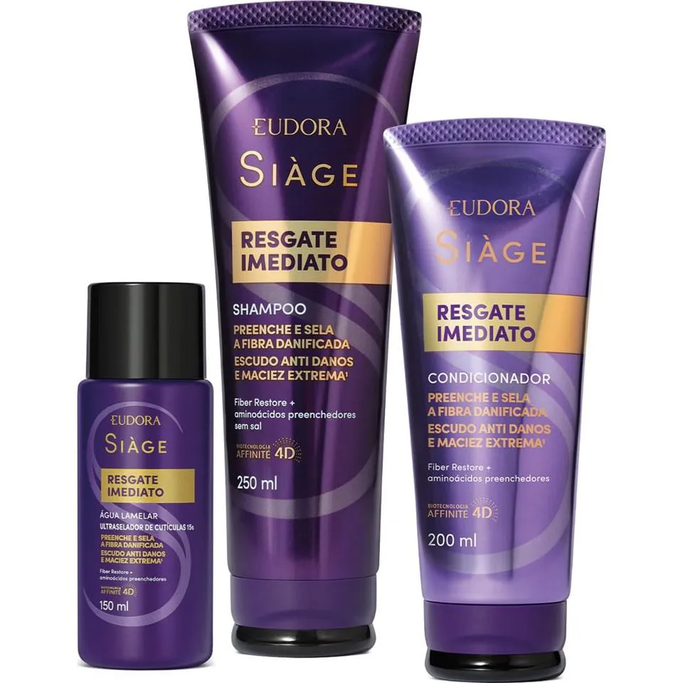 KIT RESGATE IMEDIATO SHAMP 250ML + COND200ML +ÁGUA LAMELAR 150ML + BOLSA
