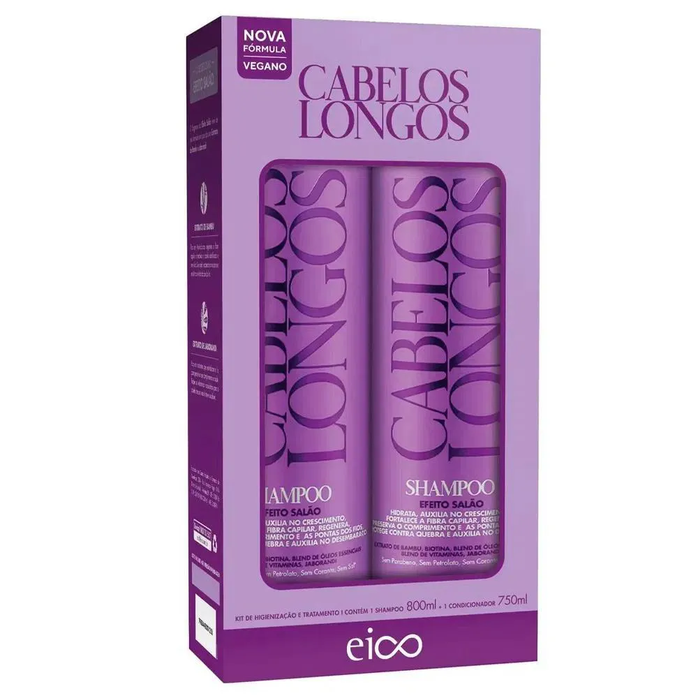 KIT EICO CABELOS LONGOS SHAMPOO 800ML + CONDICIONADOR 750ML