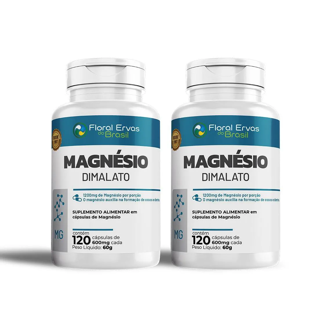 MAGNéSIO DIMALATO 500MG 2X 120 CáPSULAS FLORAL ERVAS DO BRASIL