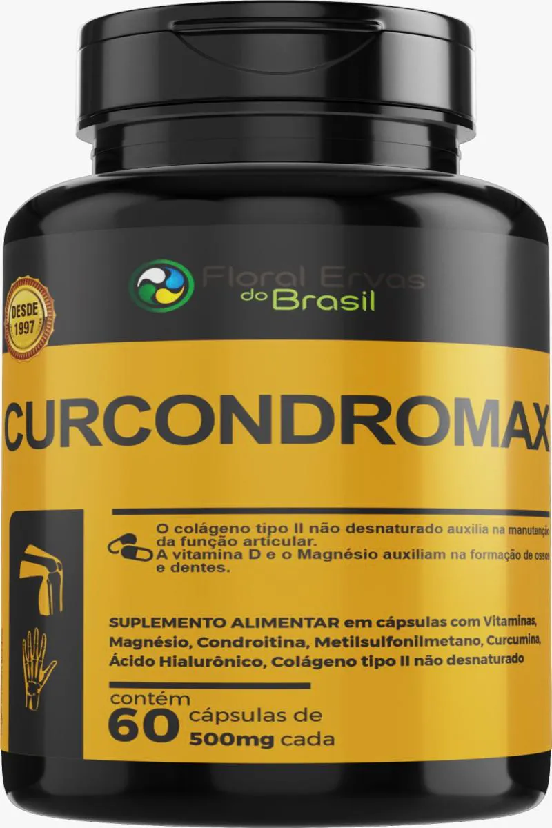 CURCONDROMAX 500MG 60 CáPS CONDROITINA VITAMINAS E MINERAIS