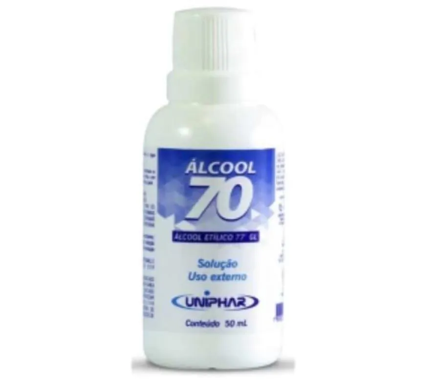 ÁLCOOL ANTISSéPTICO  70% FRASCO COM 50 ML - UNIPHAR