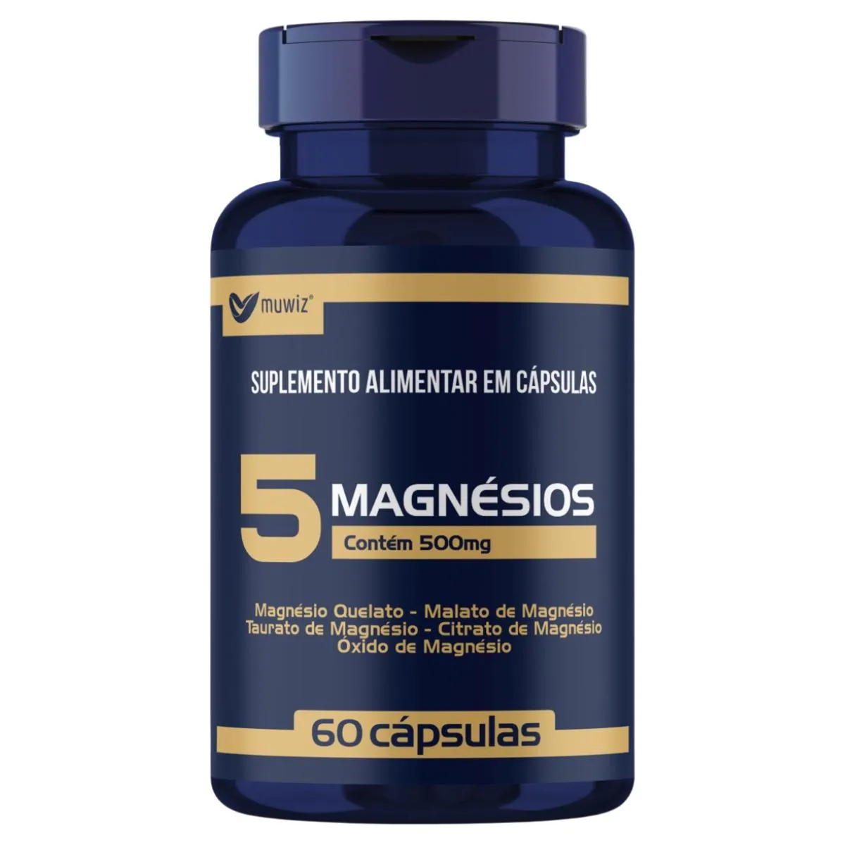 5 MAGNéSIOS 500MG COM 60 CáPSULAS LABORATóRIO MUWIZ