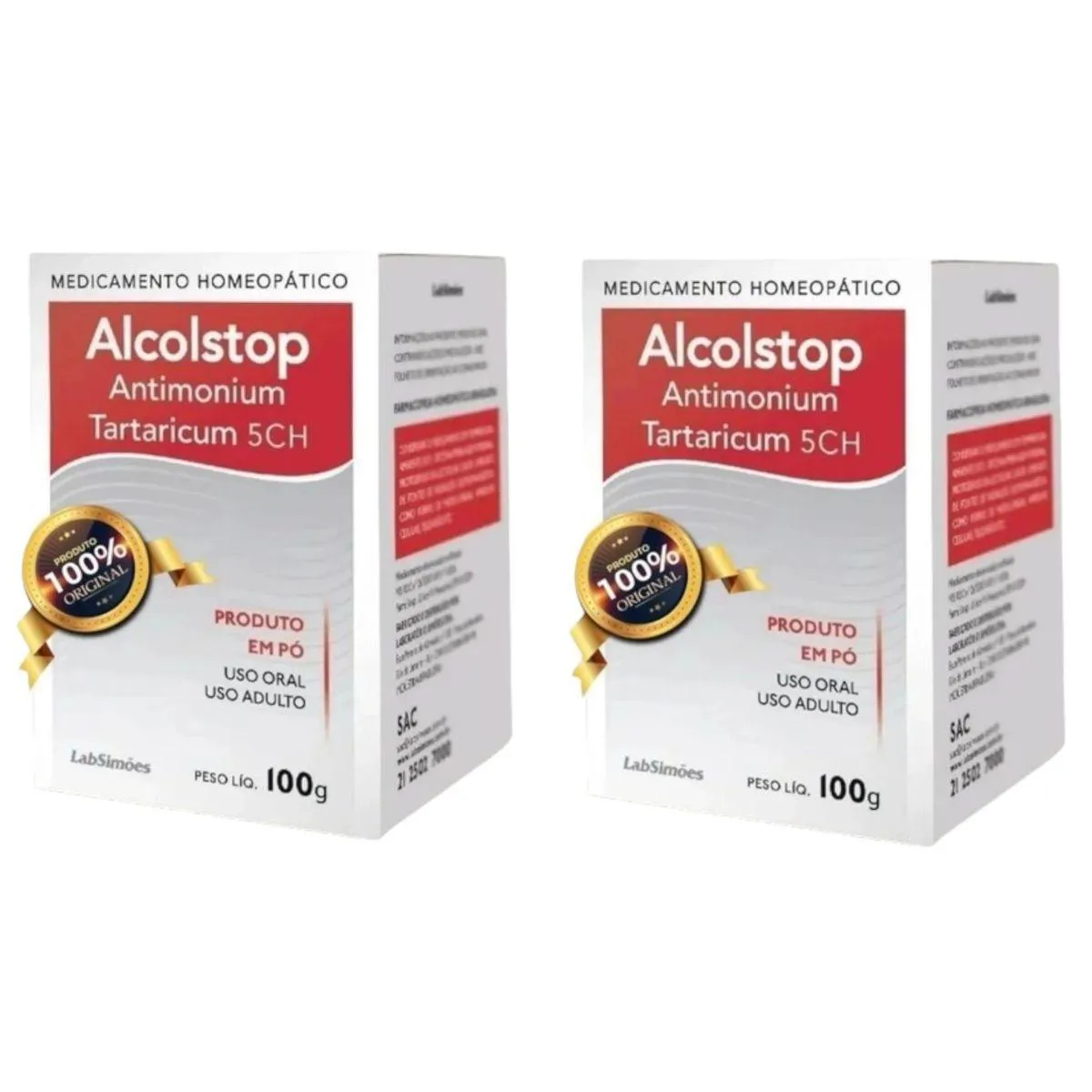 2 CAIXAS ALCOLSTOP ANTIMONIUM TRATARICUM 100G PRA PARAR DE BEBER