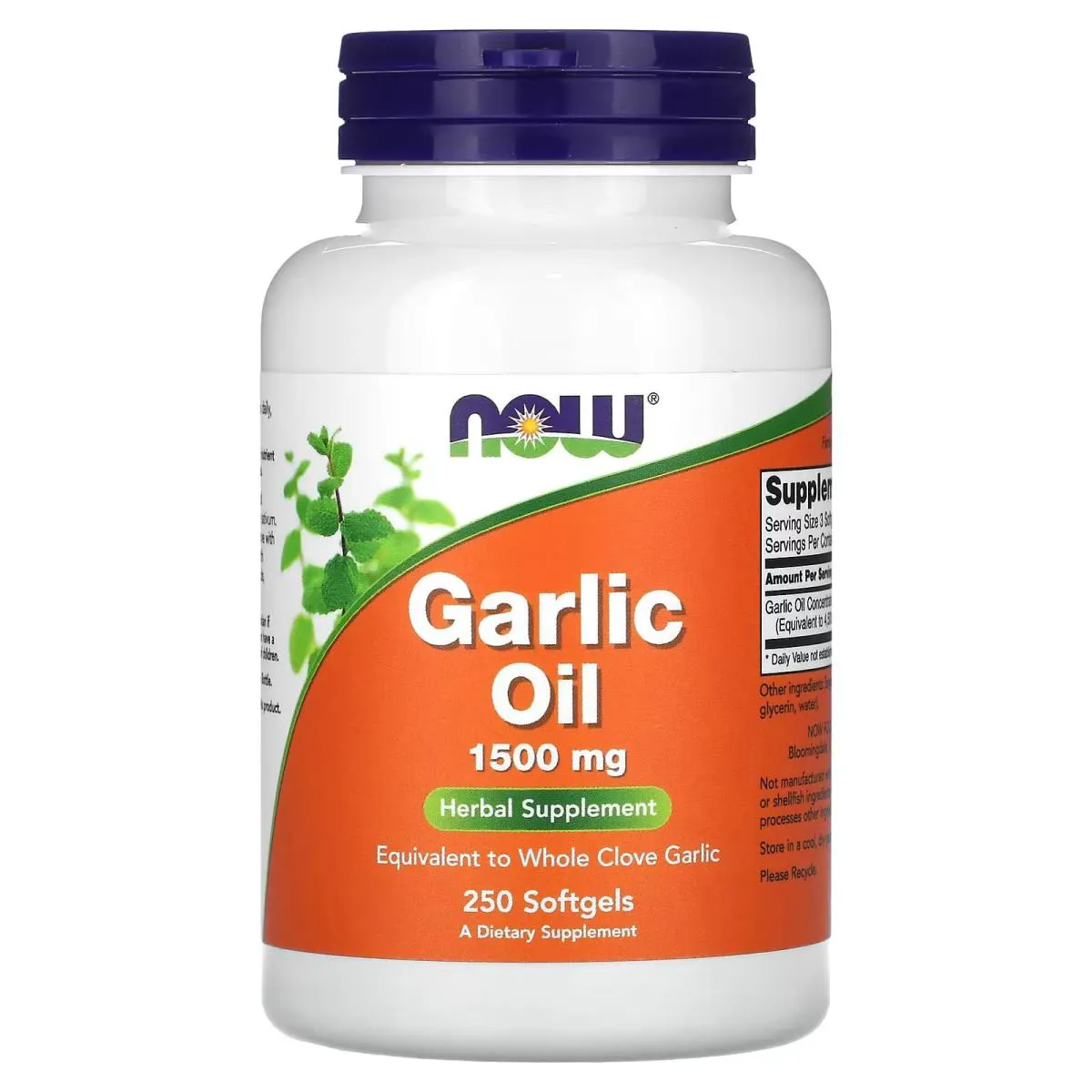 OLEO DE ALHO ( GARLIC OIL ) 1500MG 250 SOFTGELS - NOW FOODS