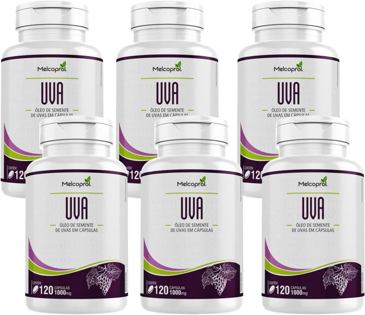 6X ÓLEO DE SEMENTE DE UVA 120 CáPSULAS 1000MG MELCOPROL