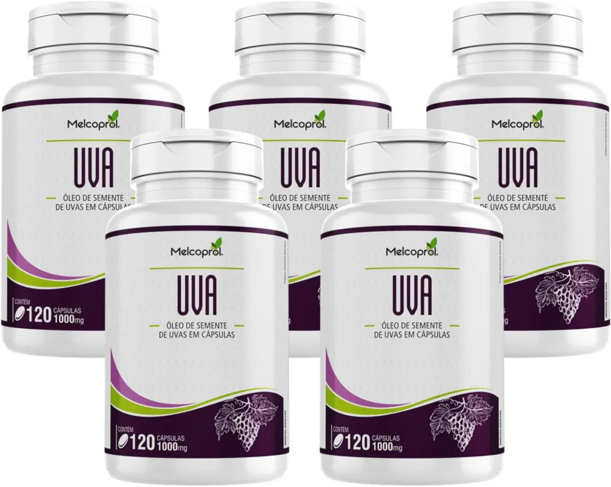 5X ÓLEO DE SEMENTE DE UVA 120 CáPSULAS 1000MG MELCOPROL