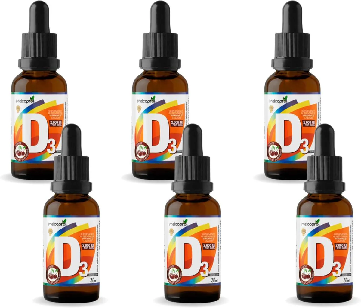 6X VITAMINA D3 2.000 UI 30ML SABOR FRUTAS VERMELHAS MELCOPROL