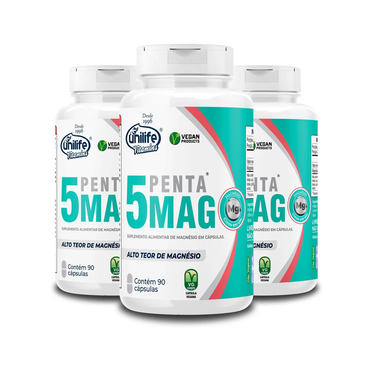 KIT 3 PENTA 5 MAG MAGNéSIO UNILIFE 90 CáPSULAS