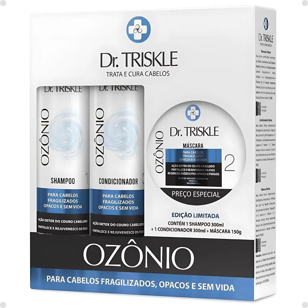 KIT EDIçãO LIMITADA DR TRISKLE OZôNIO: SHAMPOO, CONDICIONADOR E MáSCARA CAPILAR 250G