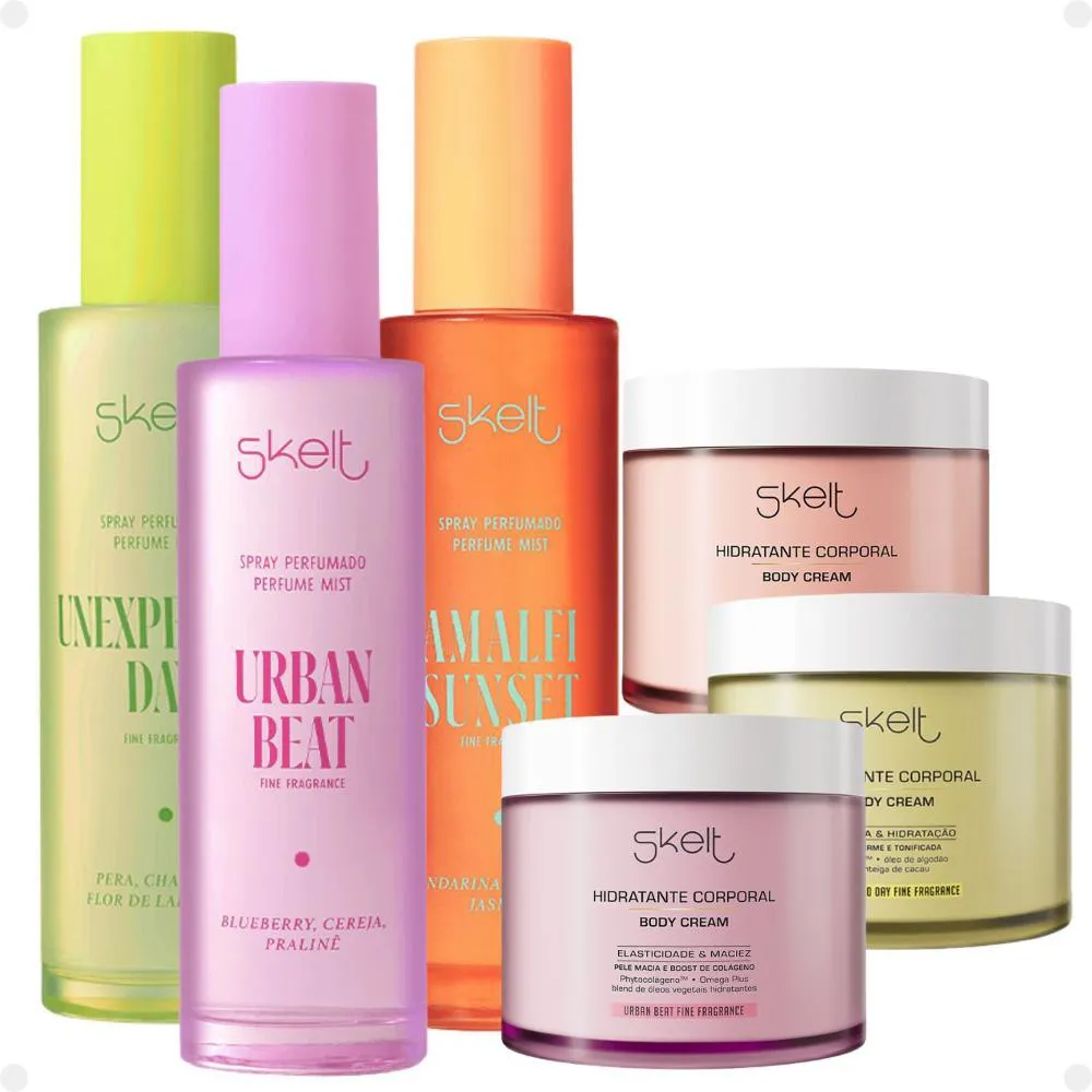KIT SKELT HIDRATANTE BODY CREAM + SPRAY PERFUMADO COM 6
