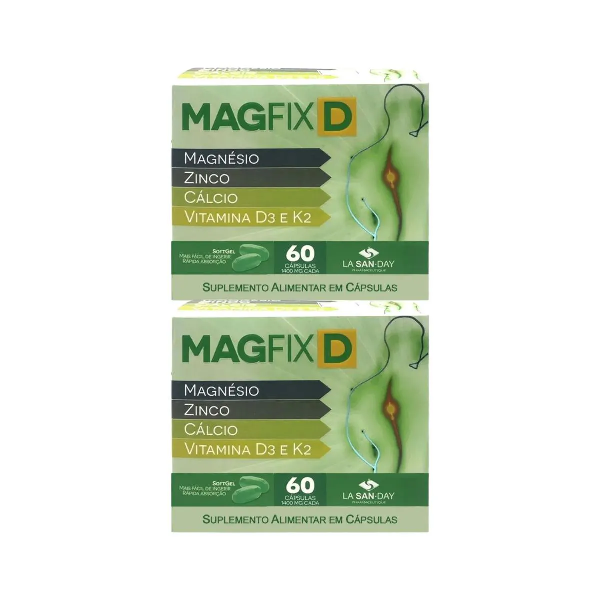 KIT C2 MAGFIX SUPLEMENTO MAGNéSIO SUA SAúDE - LA SAN DAY