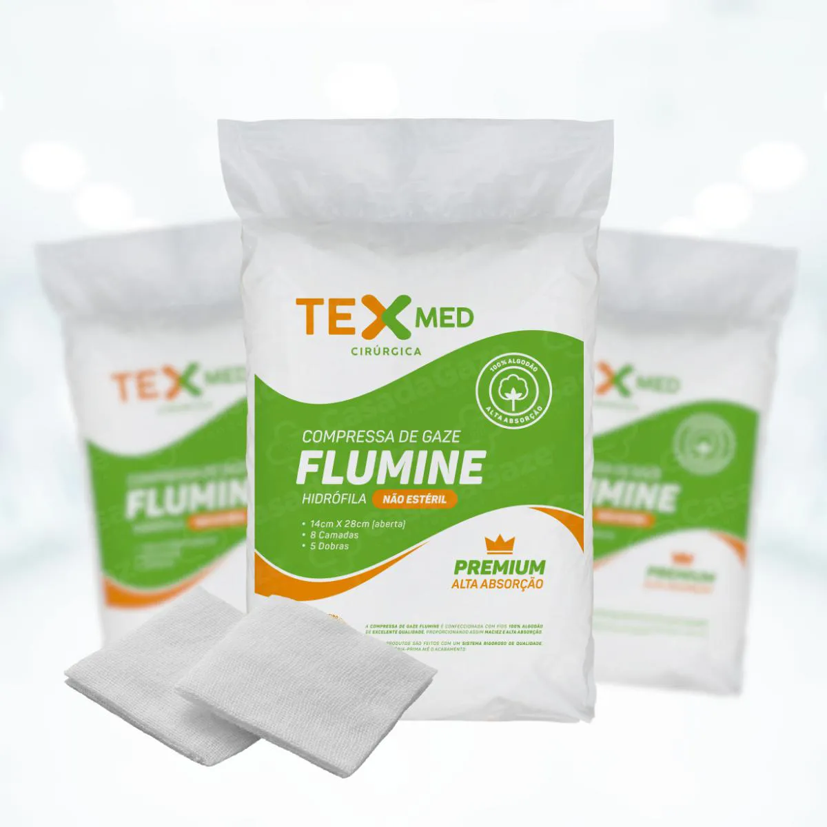 COMPRESSA DE GAZE HIDRóFILA TEXMED FLUNIME 11 FIOS 500 UNID
