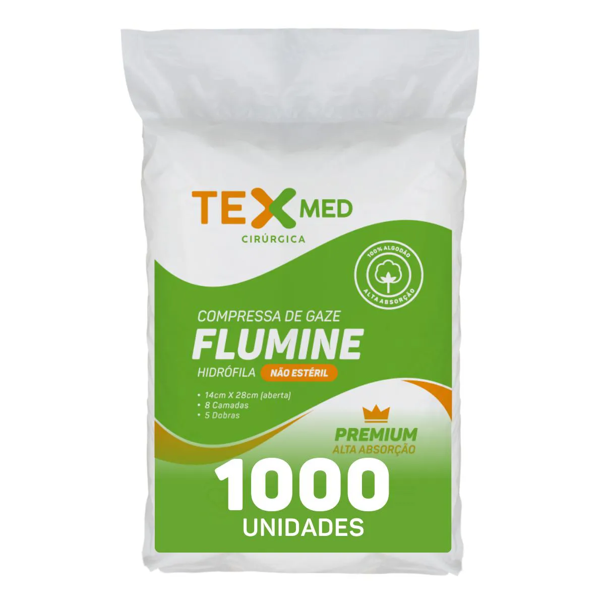 COMPRESSA DE GAZE TEXMED FLUNIME 11 FIOS 1000 UNIDADES