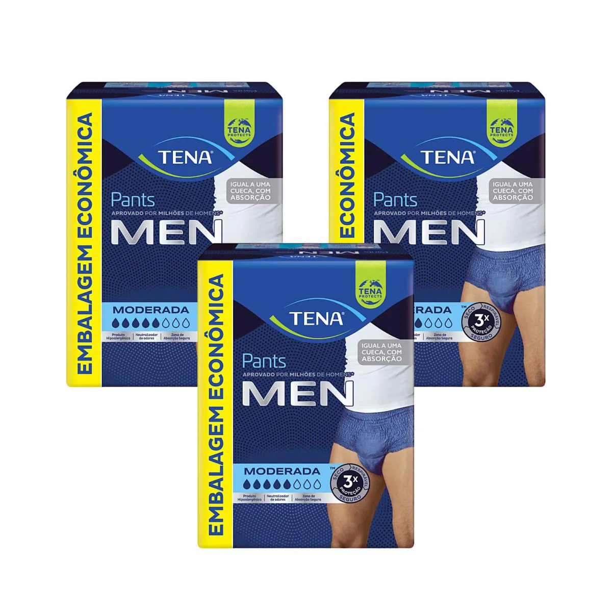 KIT C3 ROUPA DESCARTáVEL ADULTO ÍNTIMA MEN TAM P/M - TENA