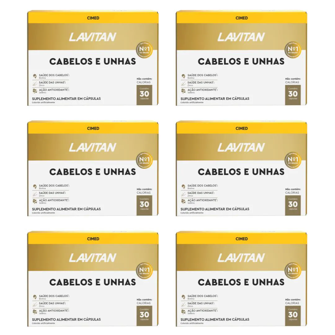 LAVITAN CABELOS E UNHAS 30 CAPSULAS KIT COM 6 CAIXAS