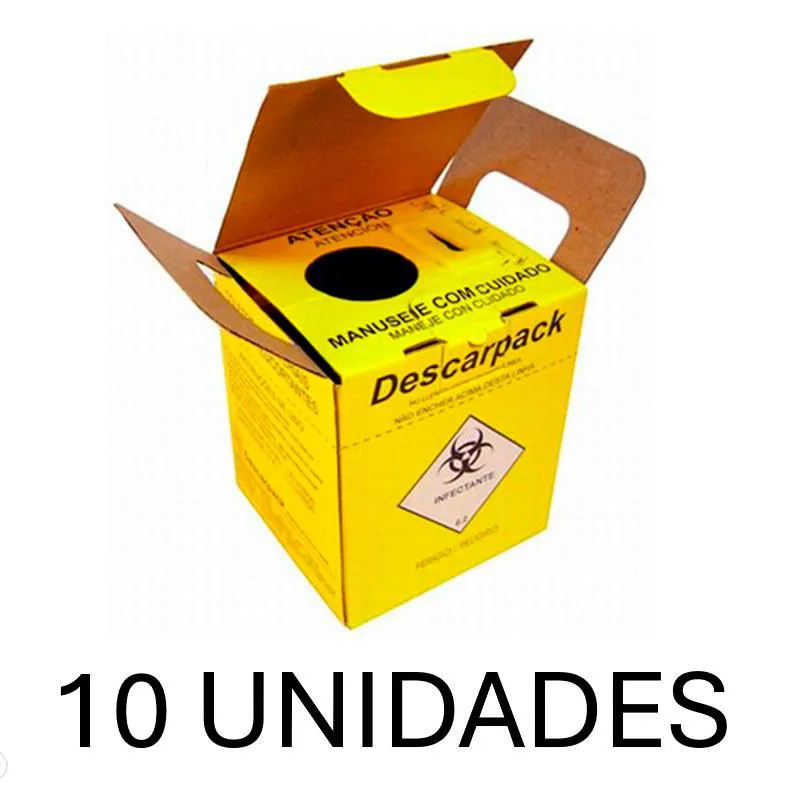 10UN CAIXA COLETORA 7 LITROS PERFURO CORTANTE DESCARPACK