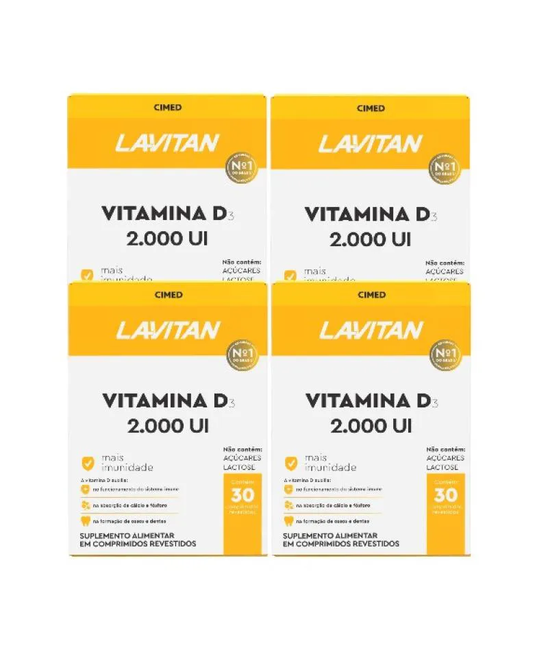 KIT 4X LAVITAN VITAMINA D 2.000UI COM 30 COMPRIMIDOS - CIMED