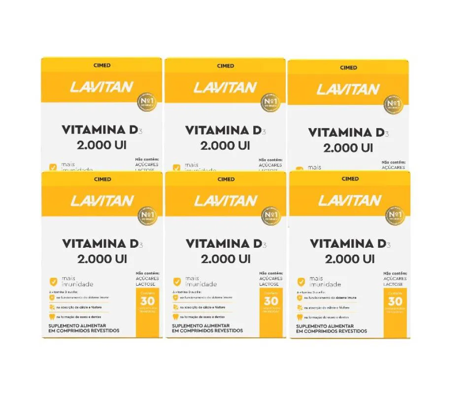 KIT 6X LAVITAN VITAMINA D 2.000UI COM 30 COMPRIMIDOS - CIMED