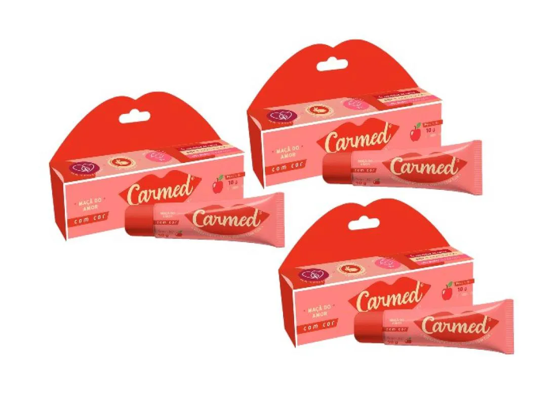 KIT 3X HIDRATANTE LABIAL CARMED MAçã DO AMOR 10G - CIMED