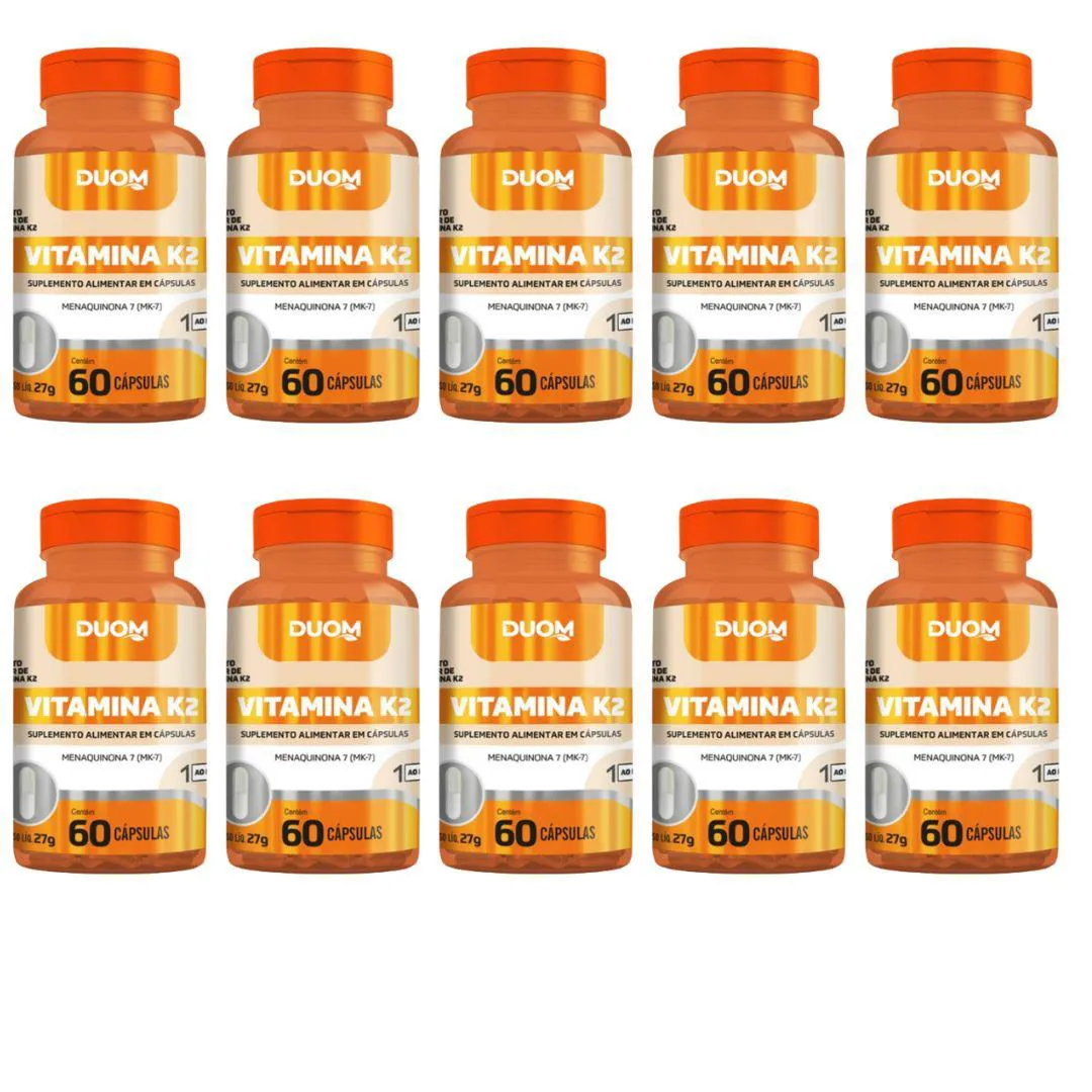 KIT 10UN SUPLEMENTO ALIMENTAR VITAMINA K2 60CPS - DUOM