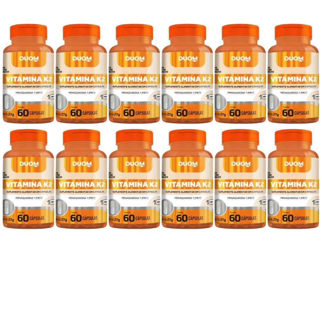 KIT 12UN SUPLEMENTO ALIMENTAR VITAMINA K2 60CPS - DUOM