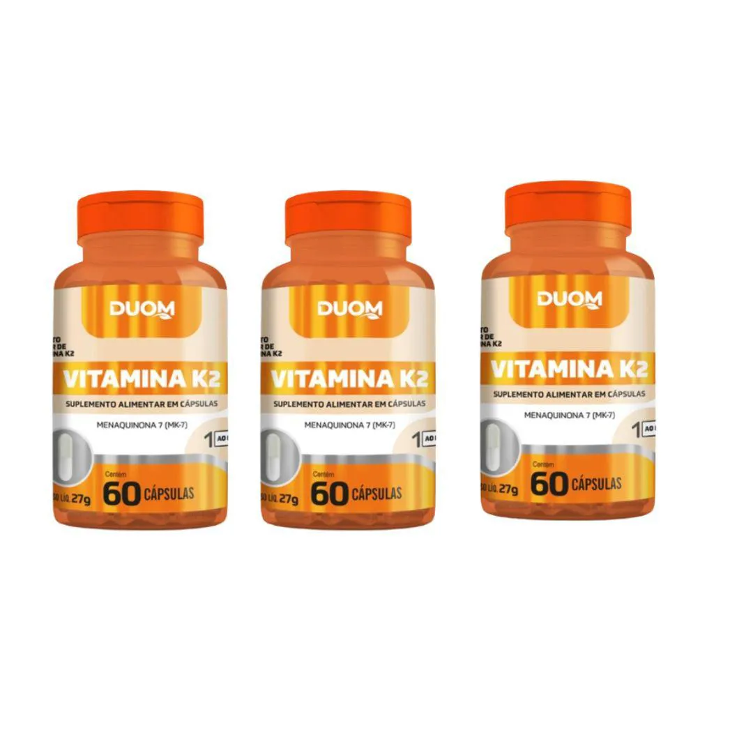 KIT 3UN SUPLEMENTO ALIMENTAR VITAMINA K2 60CPS - DUOM