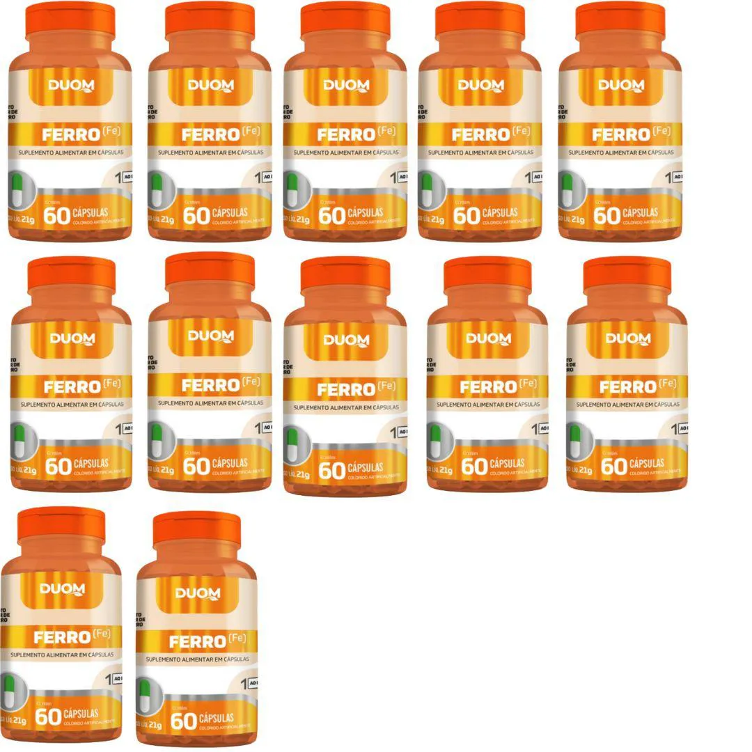KIT 12UN SUPLEMENTO ALIMENTAR FERRO QUELATO 60CPS - DUOM