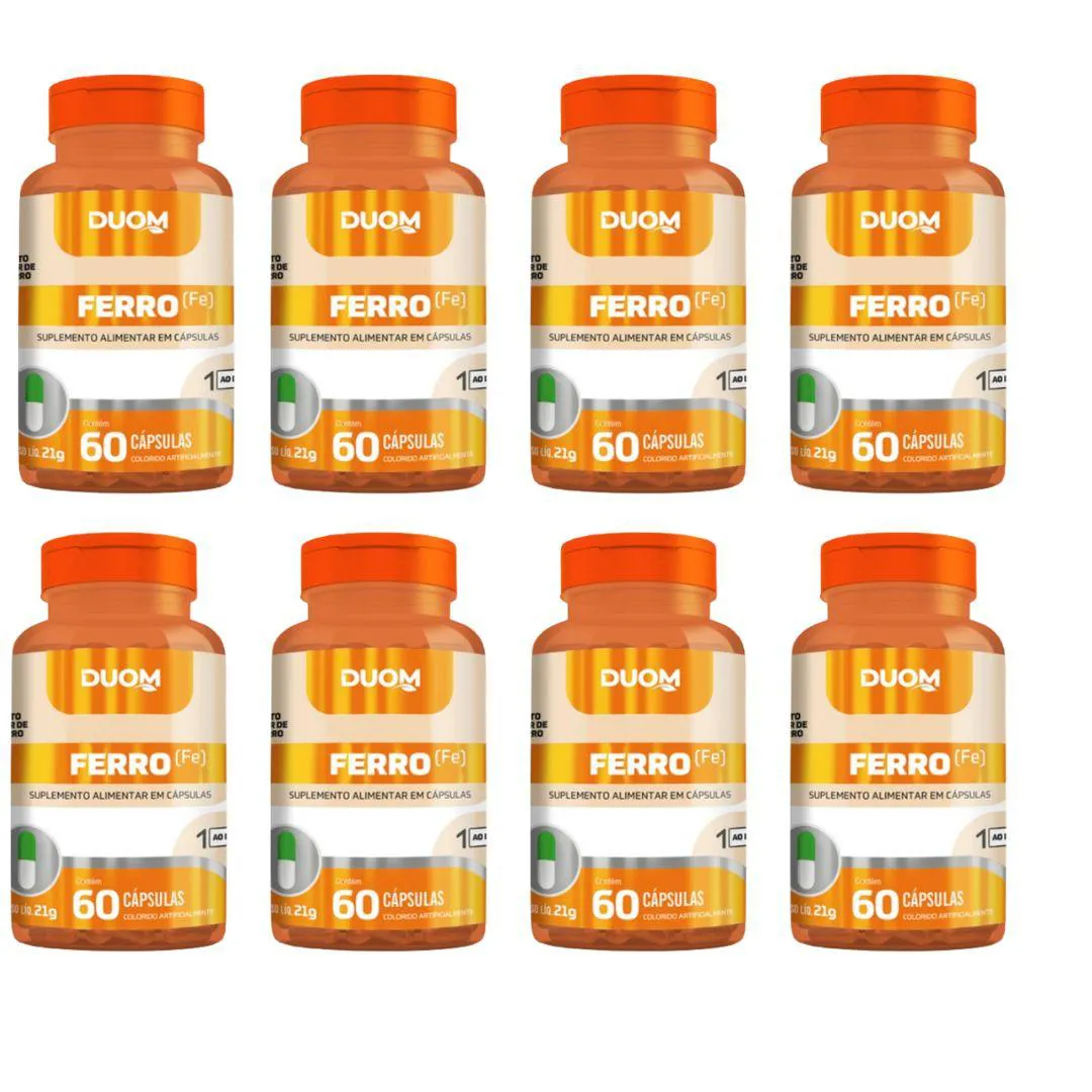 KIT 8UN SUPLEMENTO ALIMENTAR FERRO QUELATO 60CPS - DUOM
