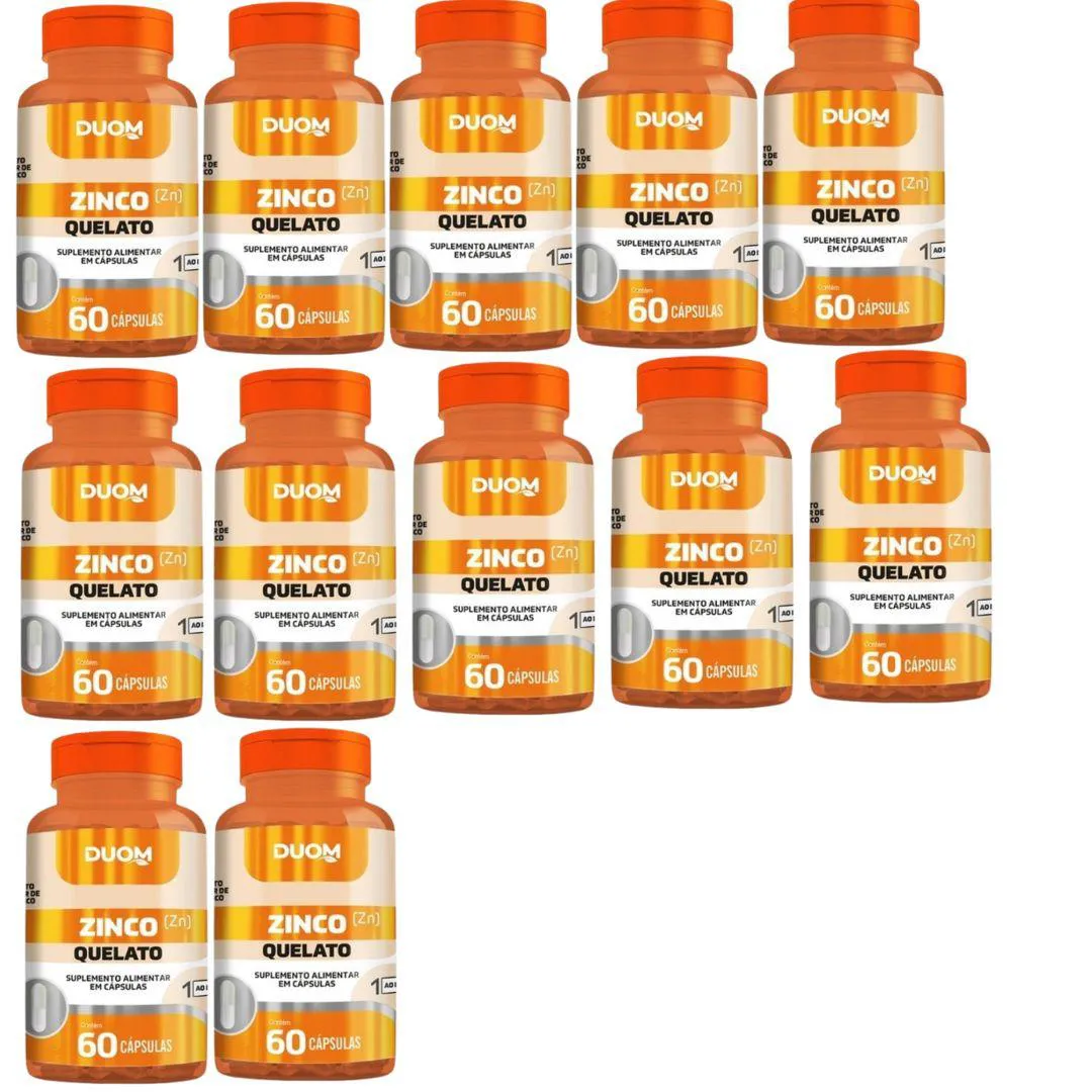 KIT 12UN SUPLEMENTO ALIMENTAR ZINCO QUELATO 60CPS - DUOM