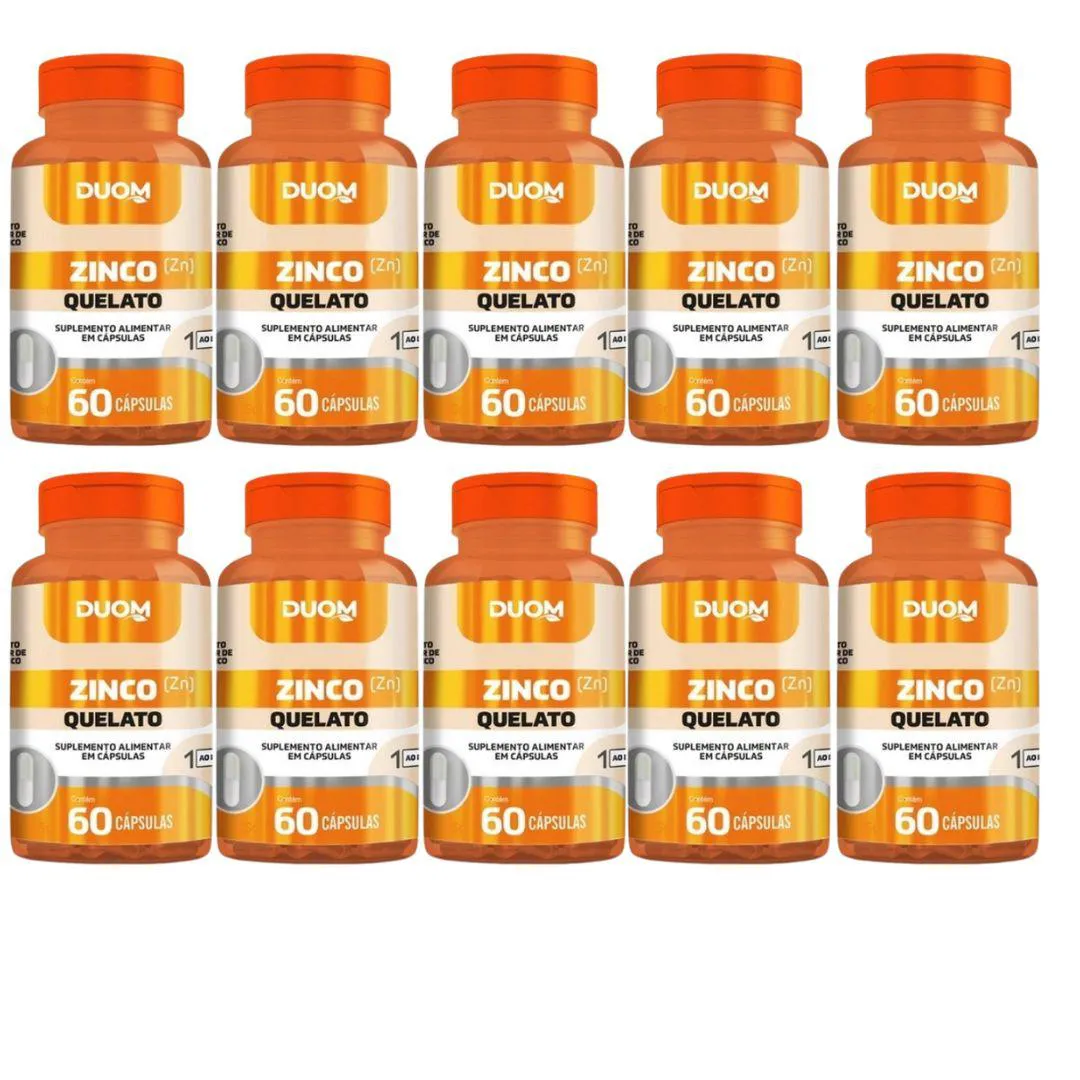KIT 10UN SUPLEMENTO ALIMENTAR ZINCO QUELATO 60CPS - DUOM