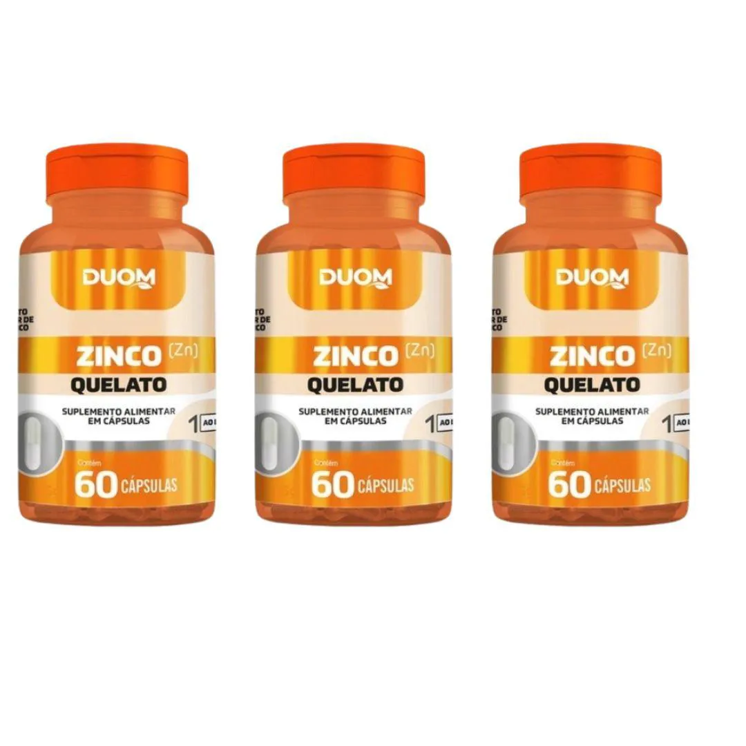 KIT 3UN SUPLEMENTO ALIMENTAR ZINCO QUELATO 60CPS - DUOM